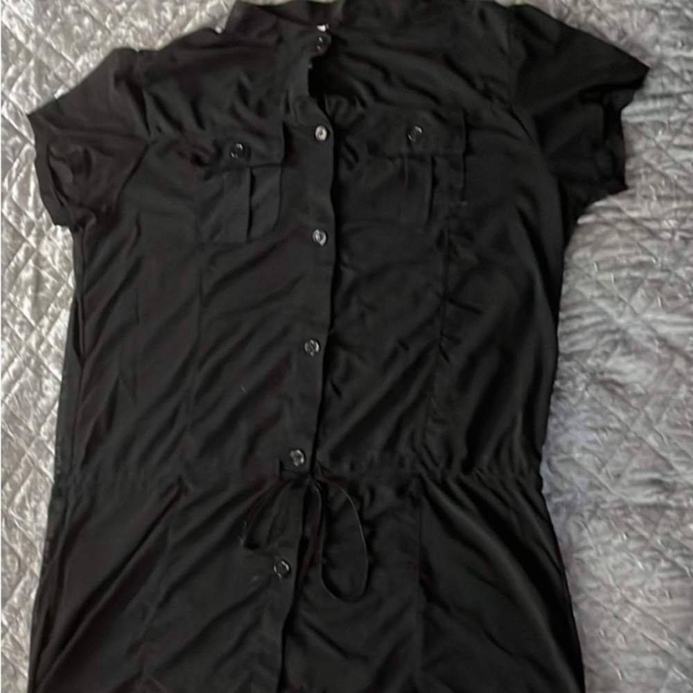 Gossip Girl Black Sheer Bathing Suit Coverup - Buttons down the front.